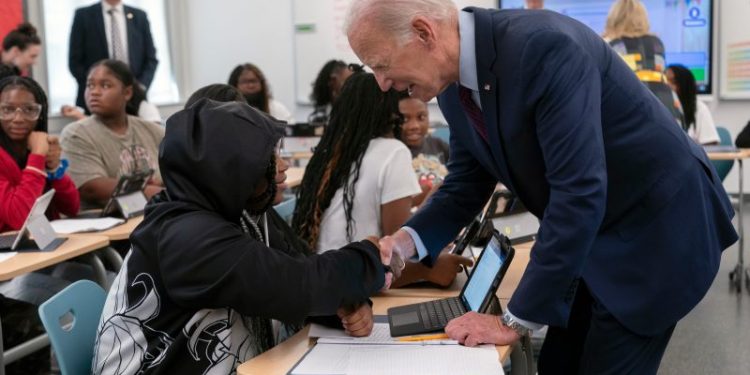 President Biden visits D.C. middle school to mark the start of classes
