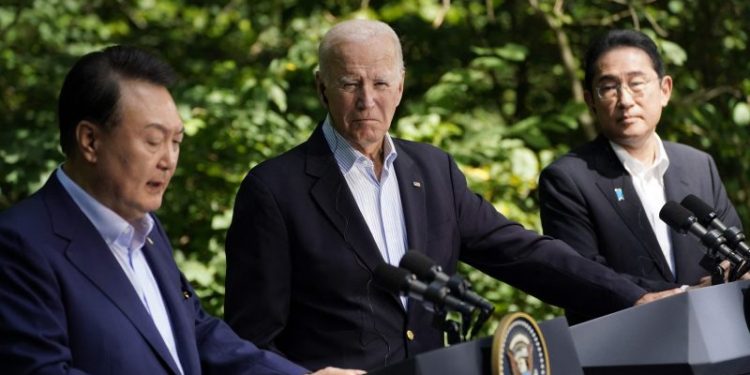 Biden declares ‘new era’ of partnership with South Korea and Japan