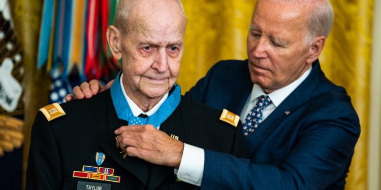 Biden awards Medal of Honor to retired Army Capt. Larry Taylor