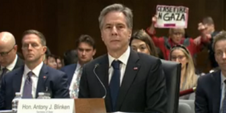Hecklers scream at Blinken for Israel-Hamas ‘cease-fire’ during Senate hearing: ‘Where is your pride America?’
