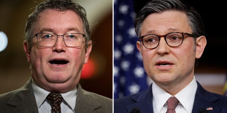 Massie threatens to oust Speaker Johnson if he doesn’t step down over foreign aid plan